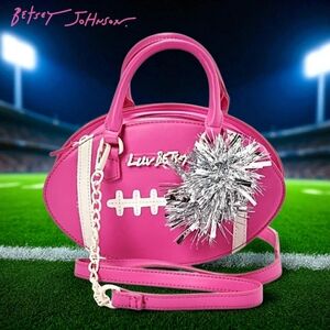 Betsey Johnson Pink Football Crossbody Bag